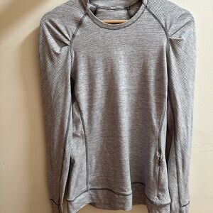 Lululemon Gray Striped Long Sleeve Top